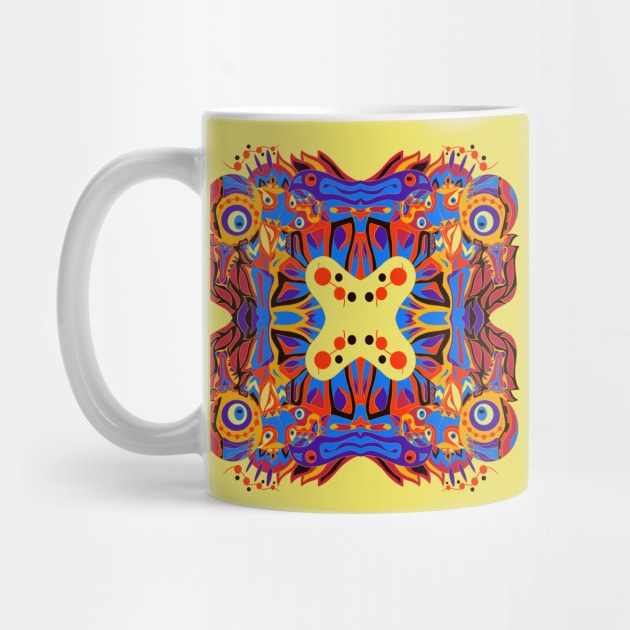 mayan alien kaleidoscope ecopop pattern by jorge_lebeau